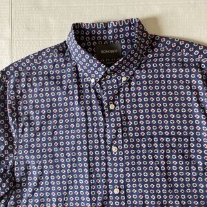 Bonobos Standard Fit Stretch Mens Geometric Floral Button-Front Dress Shirt Sz M